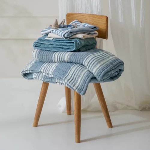 Meyco Baby babatakaró 75x100 cm - indigó - jacquard