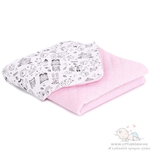 Dream velvet takaró - fekete-fehér állatvilág rózsaszínnel