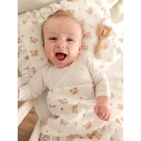 Infantilo muszlin nyári babaágynemű szett - teddy bear