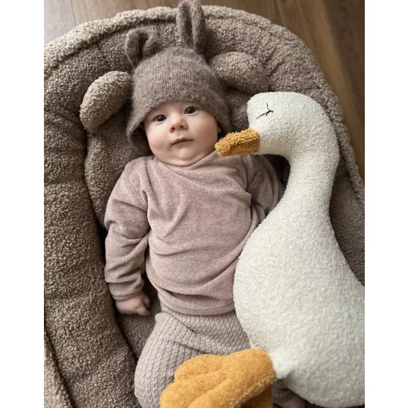 Infantilo teddy babafészek macipárnával - barna