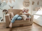 Kinyitható gyerek kanapé saját névvel - púder rózsaszín