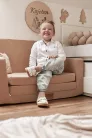 Kinyitható gyerek kanapé saját névvel - púder rózsaszín