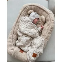 Infantilo teddy babafészek macipárnával - bézs