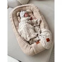Infantilo teddy babafészek macipárnával - bézs