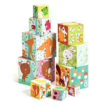   DJECO toronyépítő kocka - Erdei állatok - 10 forest blocks