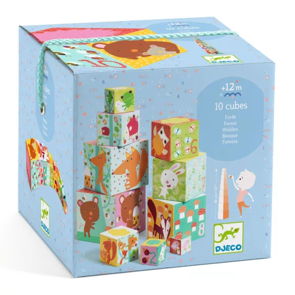 DJECO toronyépítő kocka - Erdei állatok - 10 forest blocks