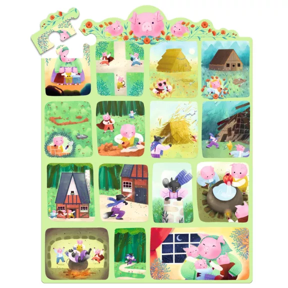 DJECO mese puzzle - A három kismalac, 35 db-os - The Three Little Pigs