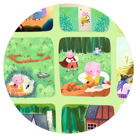 DJECO mese puzzle - A három kismalac, 35 db-os - The Three Little Pigs