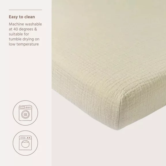 Meyco Baby muszlin gumis lepedő 60x120 cm - soft sand