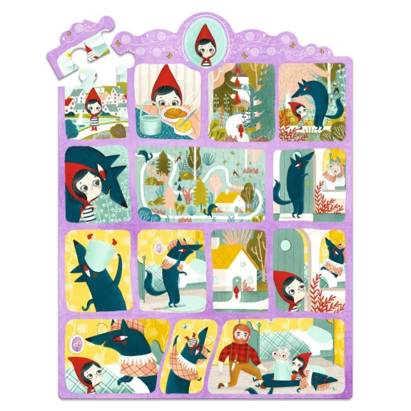 DJECO Mese puzzle - Piroska és a farkas, 35 db-os - Little Red Riding Hood