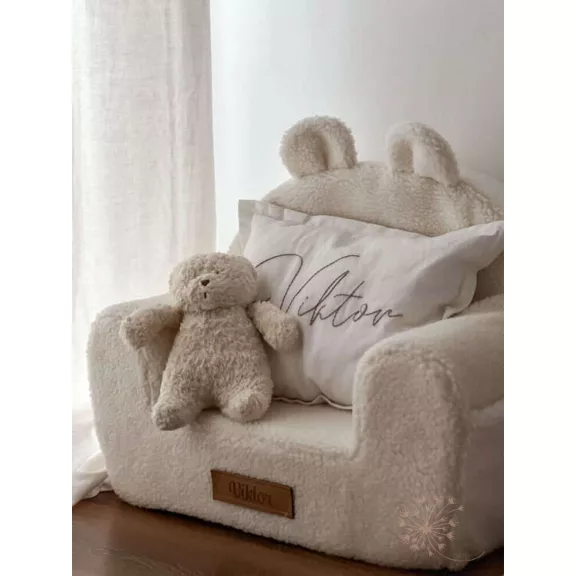 Babafotel saját névvel - teddy szürke