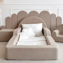   Monio Montessori habszivacs gyerekágy 70x140 cm - bouclé bézs