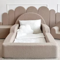   Monio Montessori habszivacs gyerekágy 70x140 cm - bouclé bézs
