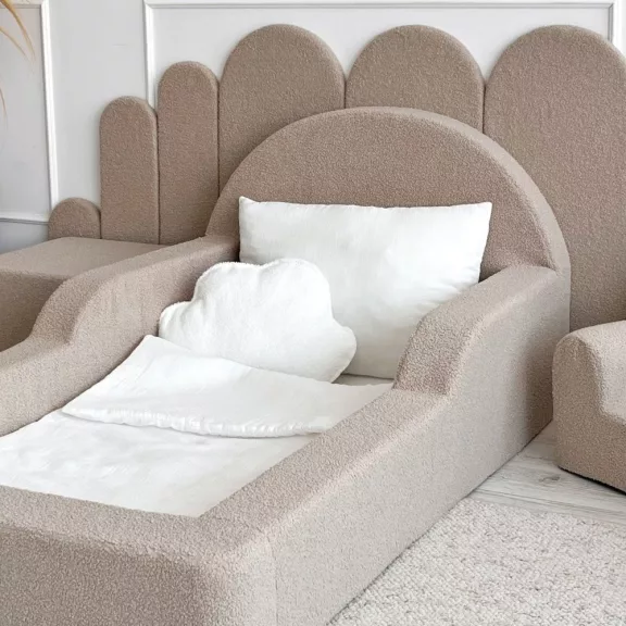 Monio Montessori habszivacs gyerekágy 70x140 cm - bouclé bézs