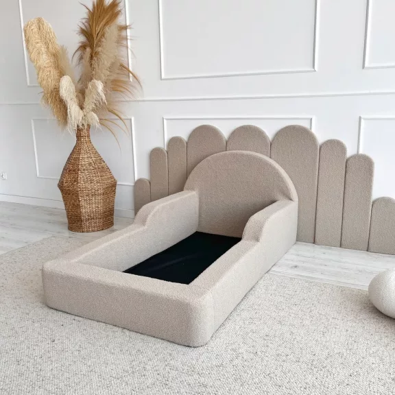 Monio Montessori habszivacs gyerekágy 70x140 cm - bouclé bézs