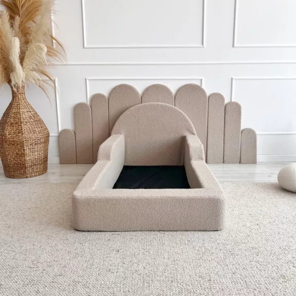 Monio Montessori habszivacs gyerekágy 70x140 cm - bouclé bézs