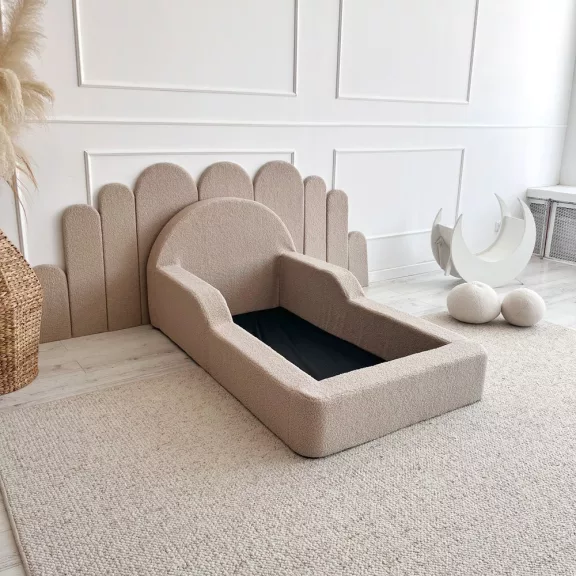 Monio Montessori habszivacs gyerekágy 70x140 cm - bouclé bézs