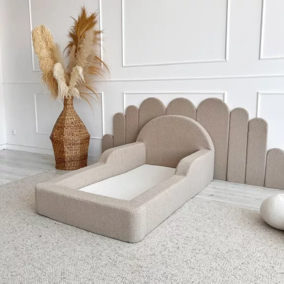 Monio Montessori habszivacs gyerekágy 70x140 cm - bouclé bézs