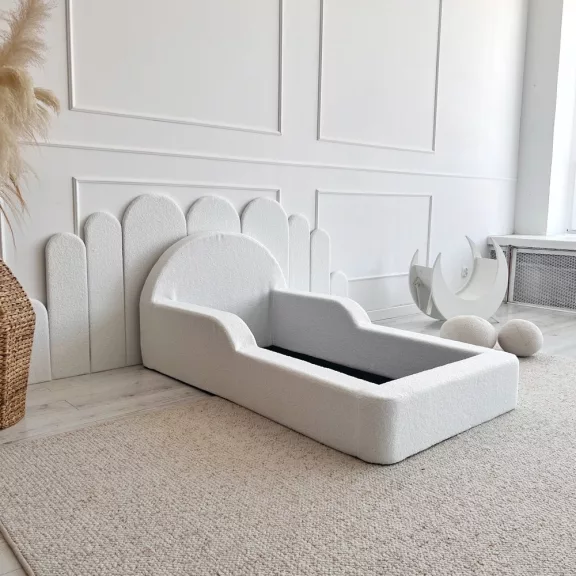 Monio Montessori habszivacs gyerekágy 70x140 cm - bouclé fehér