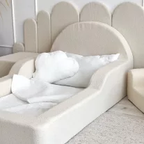   Monio Montessori habszivacs gyerekágy 70x140 cm - bouclé krém