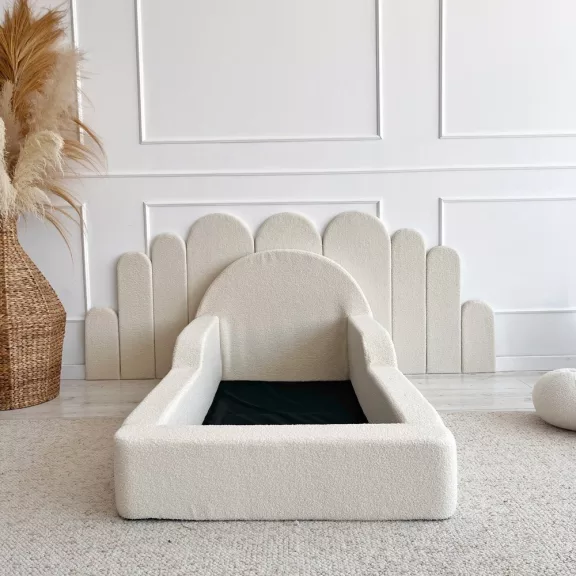 Monio Montessori habszivacs gyerekágy 70x140 cm - bouclé krém