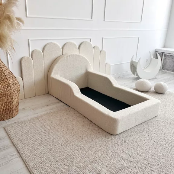 Monio Montessori habszivacs gyerekágy 70x140 cm - bouclé krém