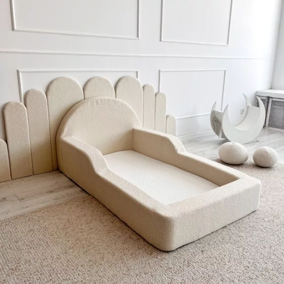 Monio Montessori habszivacs gyerekágy 70x140 cm - bouclé krém