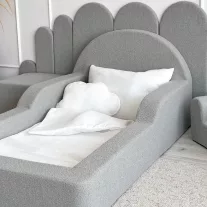   Monio Montessori habszivacs gyerekágy 70x140 cm - bouclé szürke