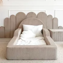   Monio Montessori habszivacs gyerekágy 70x140 cm - kordbársony bézs