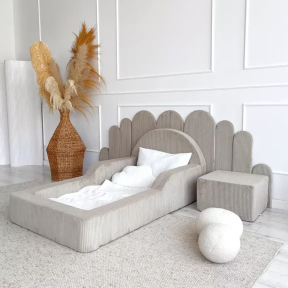 Monio Montessori habszivacs gyerekágy 70x140 cm - kordbársony bézs