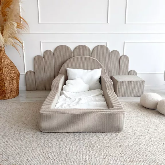 Monio Montessori habszivacs gyerekágy 70x140 cm - kordbársony bézs