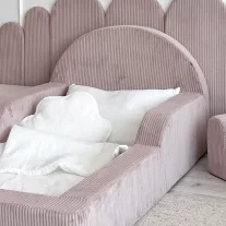   Monio Montessori habszivacs gyerekágy 70x140 cm - kordbársony púderrózsaszín