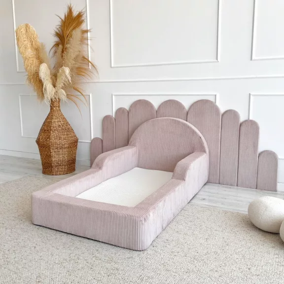 Monio Montessori habszivacs gyerekágy 70x140 cm - kordbársony púderrózsaszín