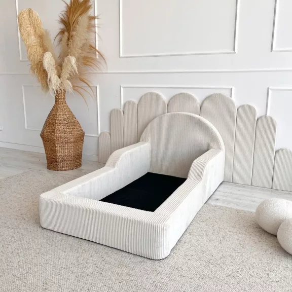 Monio Montessori habszivacs gyerekágy 70x140 cm - kordbársony krém