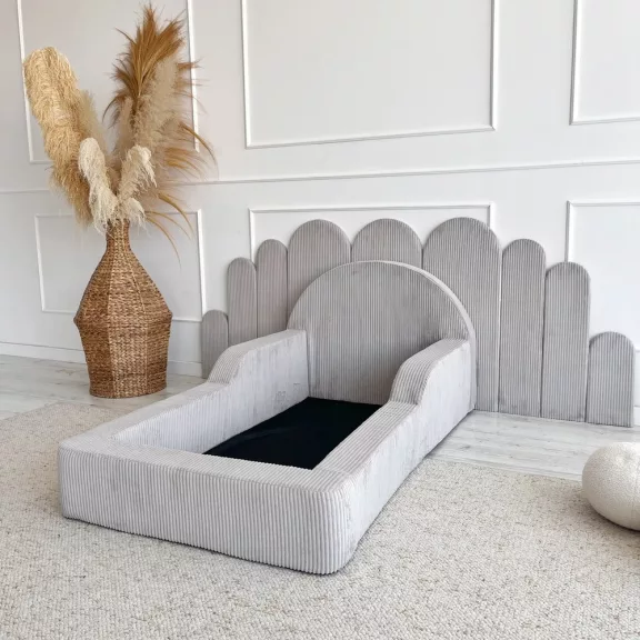 Monio Montessori habszivacs gyerekágy 70x140 cm - kordbársony szürke