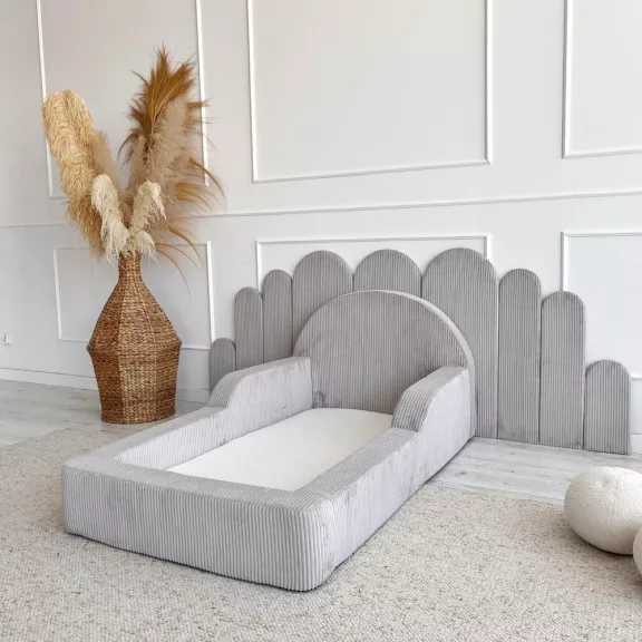 Monio Montessori habszivacs gyerekágy 70x140 cm - kordbársony szürke