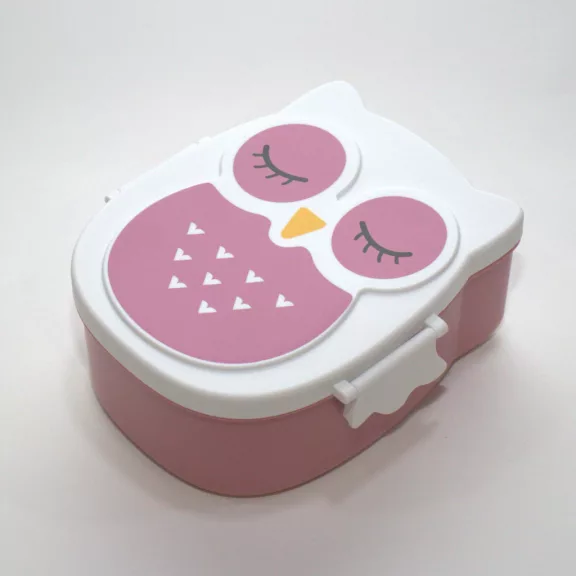 Yuko B Bento uzsonnás doboz - bagoly - rózsaszín