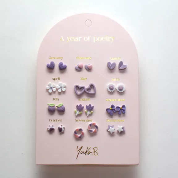 Yuko B A year of purple poetry fülbevaló szett
