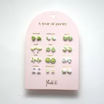 Yuko B A year of fresh green poetry fülbevaló szett