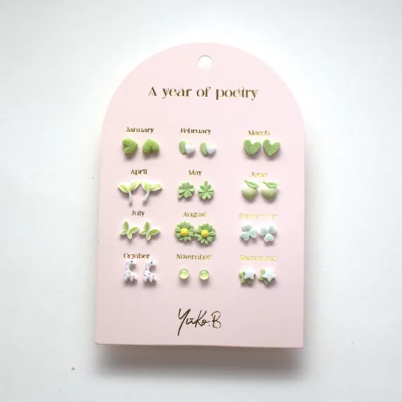 Yuko B A year of fresh green poetry fülbevaló szett